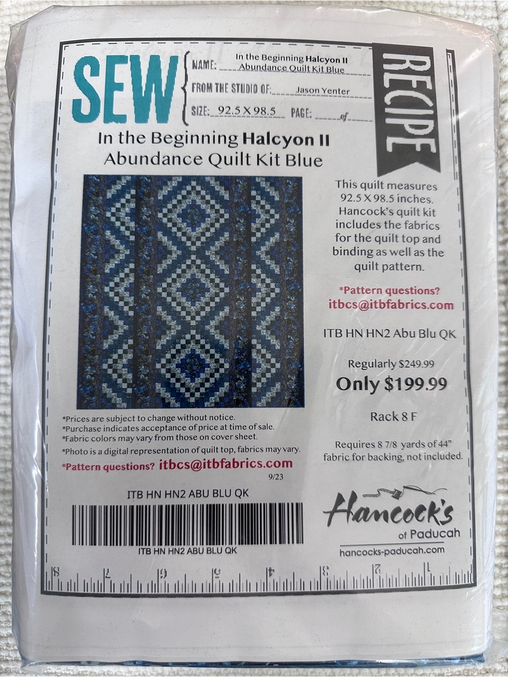 “Abundance”Halcyon II Quilt Kit - Blue - Picture 1 of 3